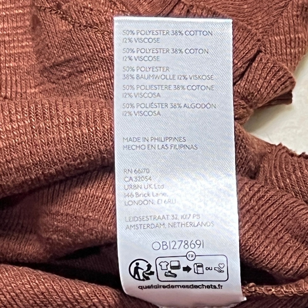 Pilcro Anthropologie Rust Brown Ruffle Raglan Long Sleeve Top OB1278691 XXS - Picture 5 of 10